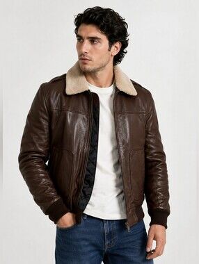 Strega Men's leather jacket Genuine Lambskin Bomber Jacket MEDIUM